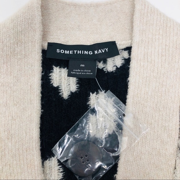 SOMETHING NAVY LEOPARD CARDIGAN SZ M - Picture 5 of 8